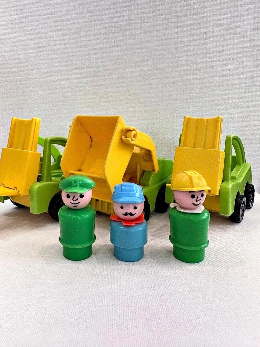 Fisher-Price Vintage Little People Construction Vehicles and Workers Set